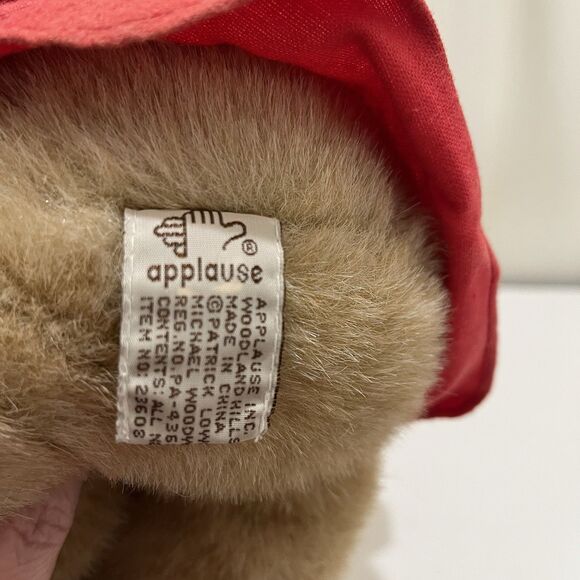 Applause Bedtime Brown Teddy Bear Plush 11" Red Gown Night Cap Stuffed Animal - Picture 9 of 12